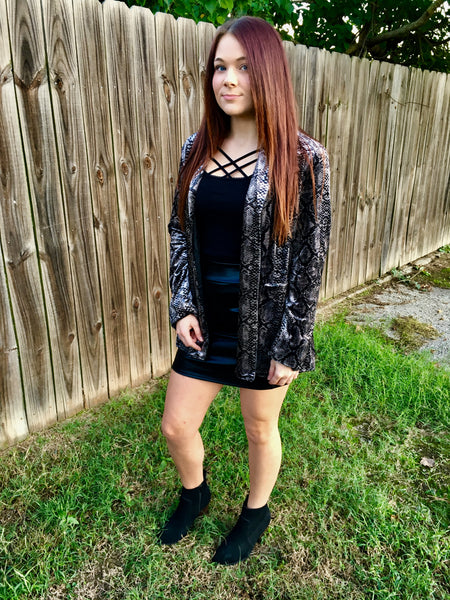 Black Snake Velvet Blazer