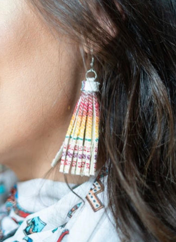 Ivory Serape Tassel Earrings