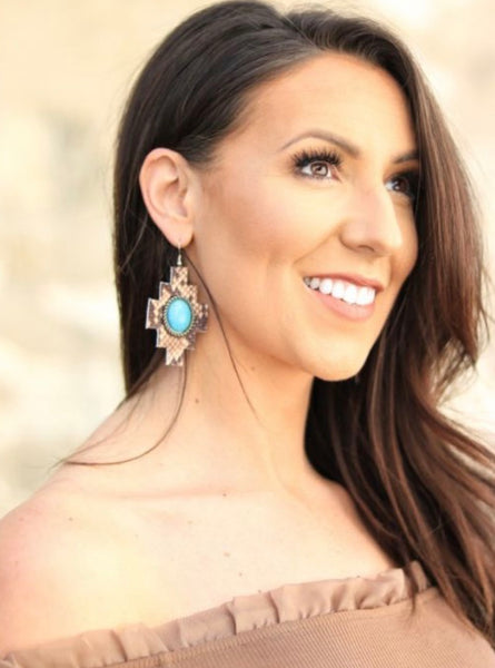 Diamond Brown Snake Aztec Earrings