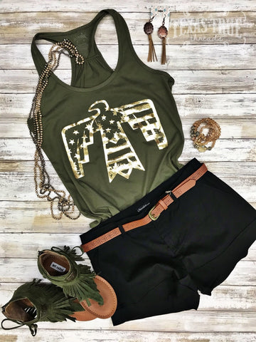 Gold Patriotic Bird Tank